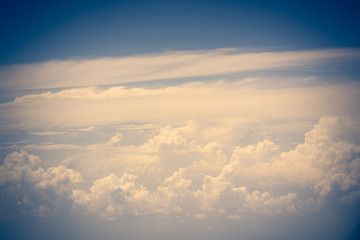 Beautiful sky and puffy cloud  background,retro effect