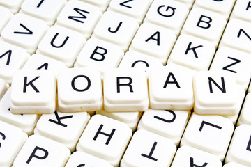 Koran text alphabet word by letters. Letter blocks crossword 
