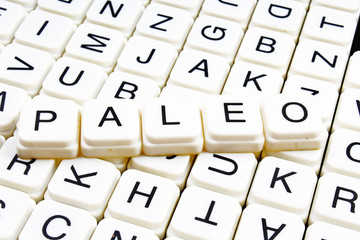 Paleo text alphabet word by letters. Letter blocks crossword 
