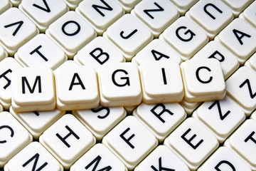 Magic text alphabet word by letters. Letter blocks crossword 
