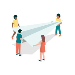 Children holding a paper plane