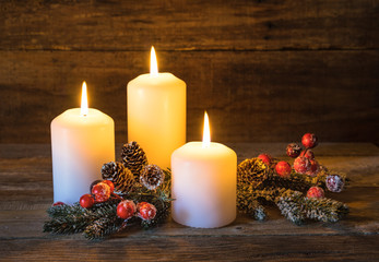Obraz na płótnie Canvas Christmas background with burning candles