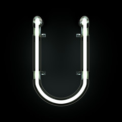 Neon Light Alphabet U. 3D illustration