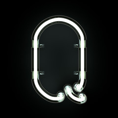 Neon Light Alphabet Q. 3D illustration