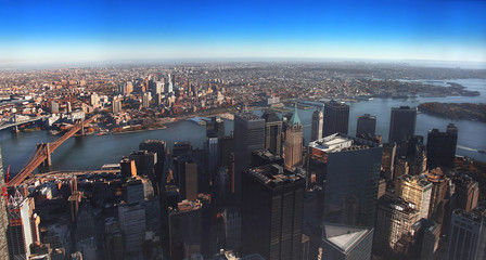 NYC - panoramic view of Manhattan Financial District and Brooklyn