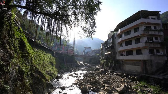 The famous Shiding old street with river view during morning at Shiding, Taiwan
