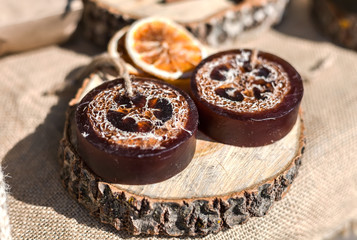 Homemade soap with loofah