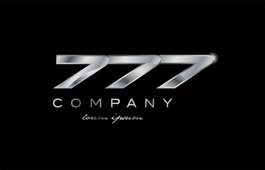777 silver metal number company design logo - obrazy, fototapety, plakaty