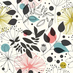  Beautiful fantasy seamless pattern. Decorative vector background with flowers and leaves. Abstract graphic texture © silmen