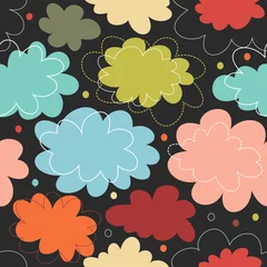 Selbstklebende Fototapeten Seamless decorative colorful pattern with fantasy clouds. Childish delicate texture, cute baby background © silmen