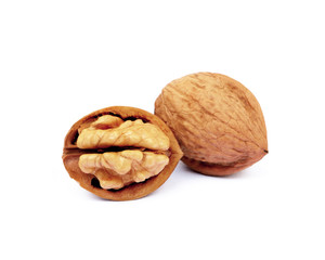 Walnuts in shell isolated on white background