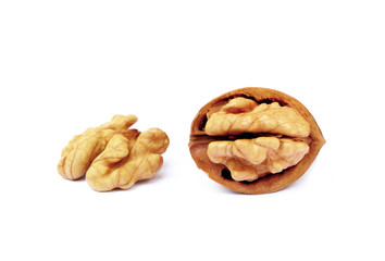 Walnuts in shell isolated on white background