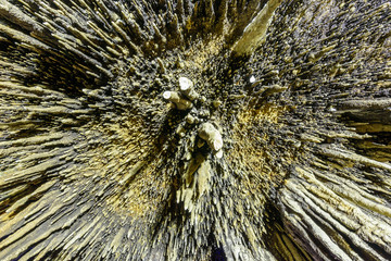 Stalactite stalactites with color lighting in cave