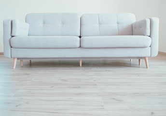 Cozy contemporary scandinavian Style Sofa on the oak laminate flooring