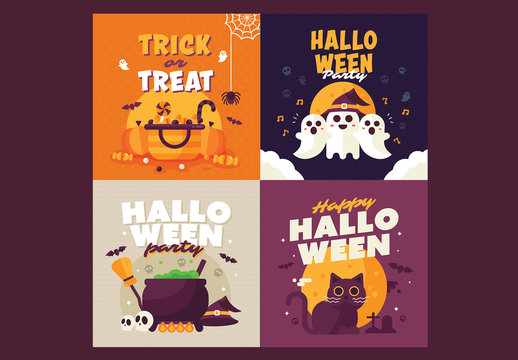 4 Square Halloween Cards 1