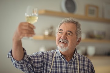 Senior man holding a glass of wine
