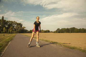 woman running on inline skates