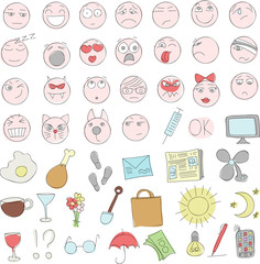 Fototapeta premium smileys and icons Doodle