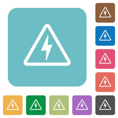 Danger electrical hazard rounded square flat icons