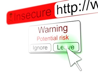 Mousepointer clicking leave button on insecure website popup