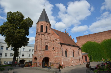 Fototapeta na wymiar Gothic style church in Kaunas, Lithuania
