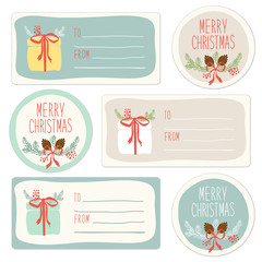 Cute Vintage Hand Drawn Christmas Holiday Floral Wreath collection