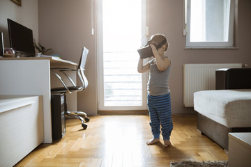 Little Boy Using VR Headset