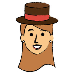 beautiful woman with cap avatar character vector illustration design