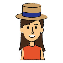 beautiful woman with cap avatar character vector illustration design