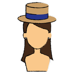 beautiful woman shirtless with cap avatar character vector illustration design