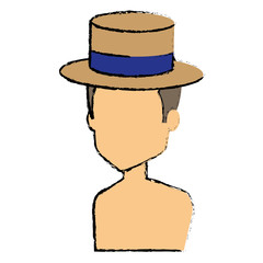 young man shirtless with hat avatar character vector illustration design