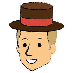 young man head with hat avatar character vector illustration design