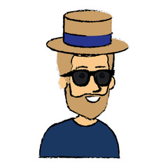 young man with hat avatar character vector illustration design