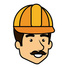 repairman builder head avatar character vector illustration design