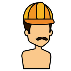 repairman builder shirtless avatar character vector illustration design