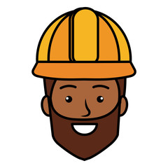 repairman builder head avatar character vector illustration design