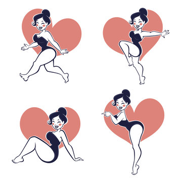 funny cartoon pinup girls in different poses