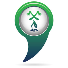 The ax and campfire icon