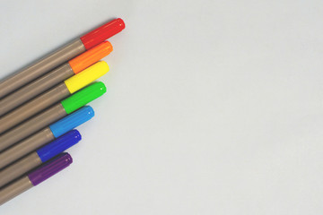 Colored Marker Pens Photo of colored marker pens isolated on white background. Place for writing (letters). Free space for text . mock up sample