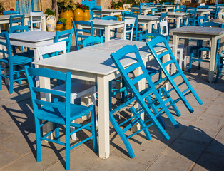 Fototapeta na wymiar Tables in a traditional Italian Restaurant in Sicily