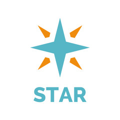 Obraz premium Illustration of four-pointed star. Simple vector logo for prints, digital, web, decoration, banners. Flat icon. Minimalistic style. EPS10.