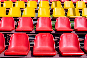 Plastic seat spectator stands for the football stadium