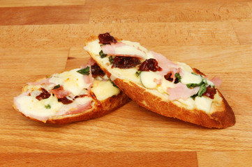 Savory toast on a board