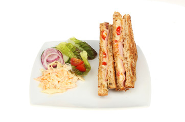 Toasted sandwich with salad