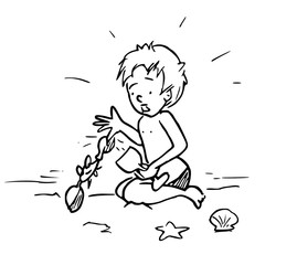 Jongen wordt gebeten door een krab © emieldelange