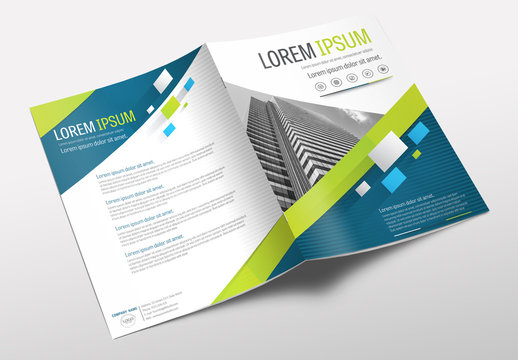 Brochure Cover Layout with Blue and Green Accents 1