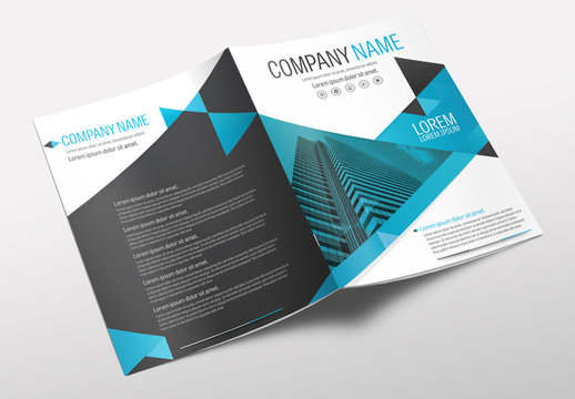Brochure Cover Layout with Teal and Black Accents 2