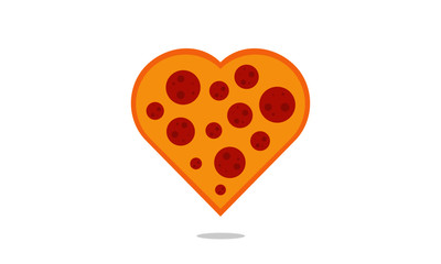 vector illustration of a pizza heart. food / Pizza love concept for valentine's day.