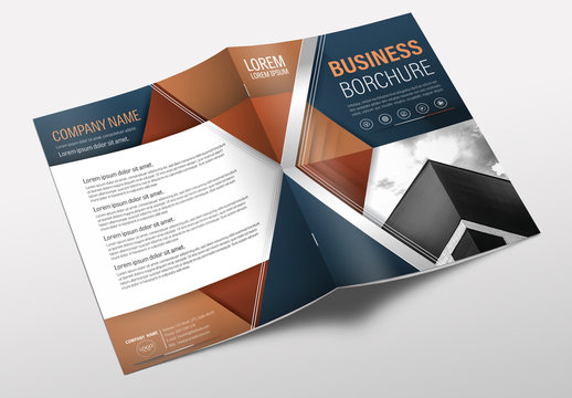 Brochure Cover Layout with  Brown and Dark Blue Accents 1