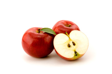 Naklejka na ściany i meble Red apples on white background